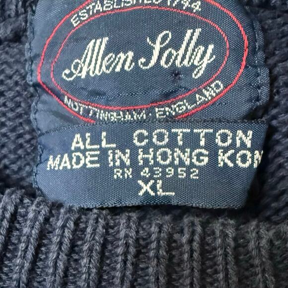 Vtg Preppy Navy Blue Sweater Mens XL Cotton Argyle Nautical Resort Y2K Academia - Picture 10 of 11